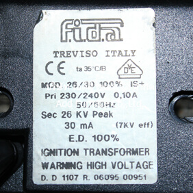 fida treviso italy mod 26/30 ignition transformer